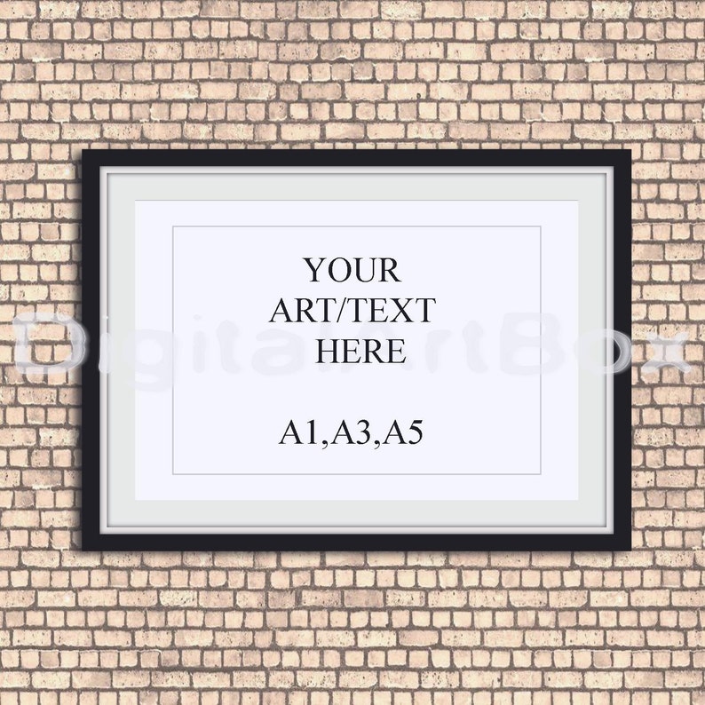 Download A3 Horizontal Black Frame Mockup Red Brick Wallpaper | Etsy