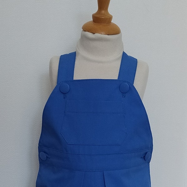 Salopette bébé en coton T 12, 18 et 24 mois toile bleue