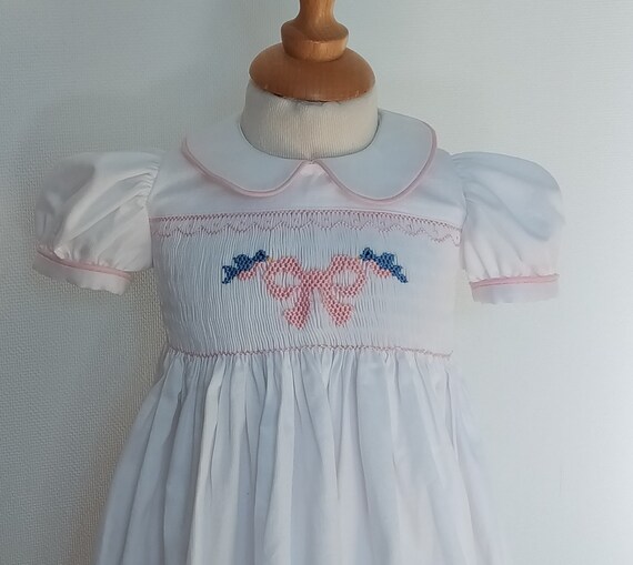 Vestido bebe de algodon con batas bordadas a mano T 6 meses Etsy Mexico
