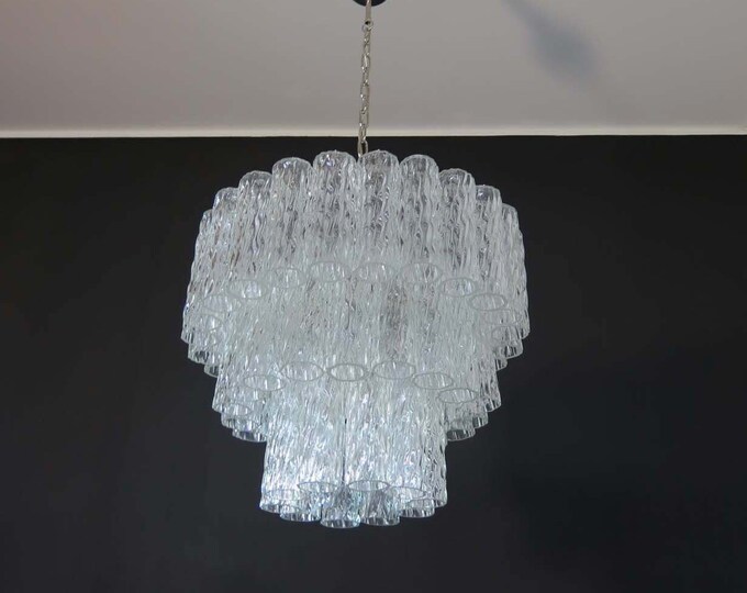 Large three-Tier Venini Murano Glass Tube Chandelier