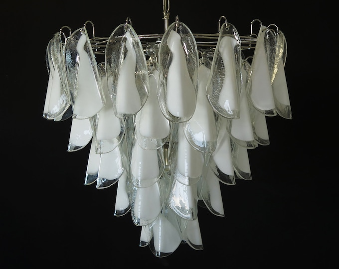 Italian vintage Murano chandelier - 50 lattimo glass swallows