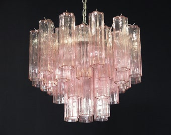 Fantastic Murano Glass Tube Chandelier - 36 pink glass tubes