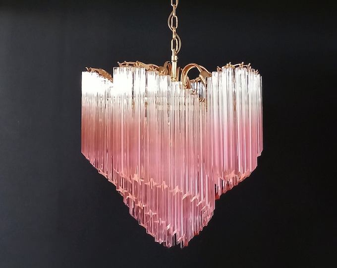 Modern Quadriedri Murano glass Chandelier - 114 shaded pink prism quadrihedrons