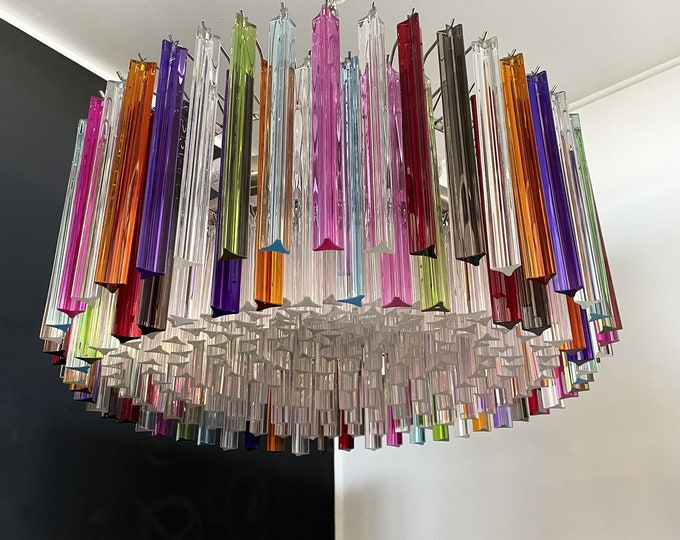 Large Triedri Murano glass Chandelier - 265 multicolored and clear prism