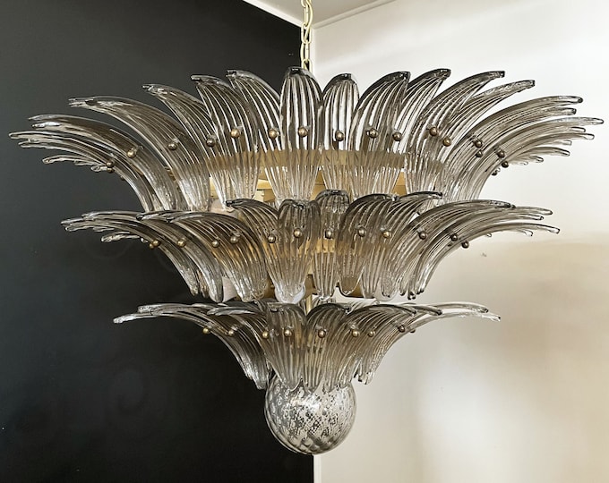 Palmette Ceiling Light - three levels, 104 smoked glasses