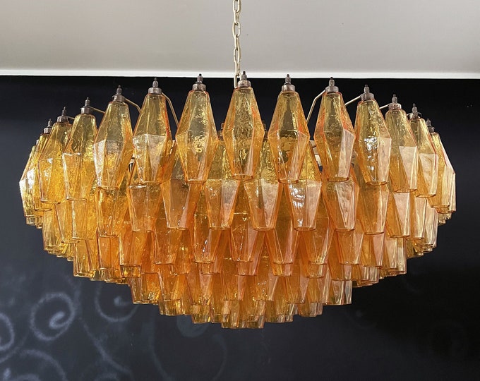 Amazing Murano glass Candelier - 185 AMBER polyhedra