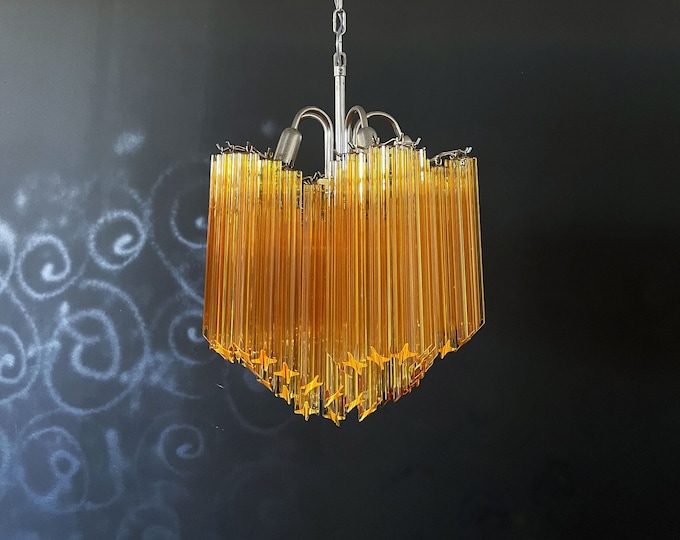 Modern Quadriedri glass Chandelier - 60 amber prism quadrihedrons