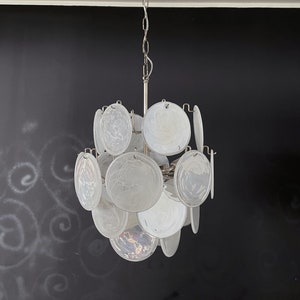 1970&#39;s Vintage Italian Murano chandelier - 24 white disks