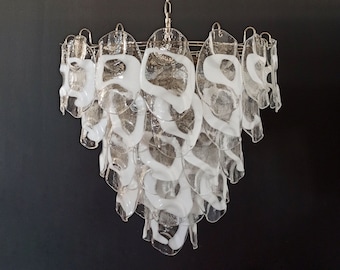 Riesige italienische Vintage-Kronleuchterlampe aus Muranoglas von Vistosi – 57 Gläser