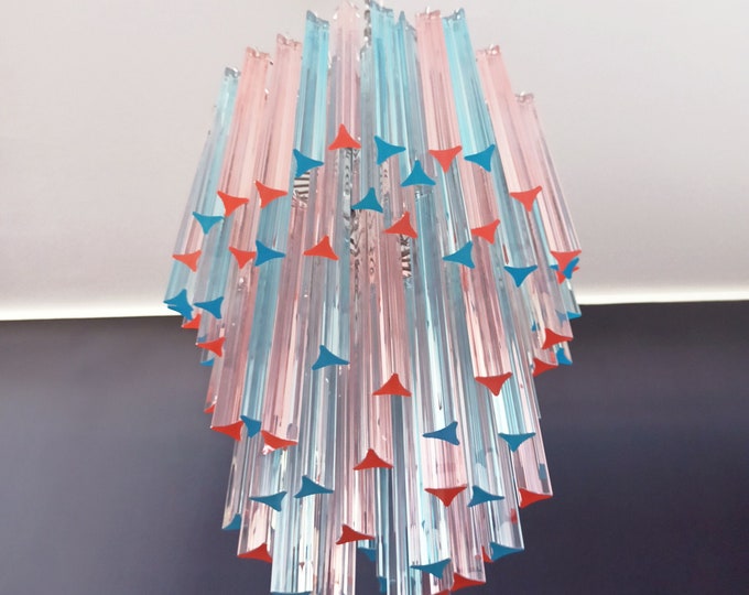 Murano trihedral chandelier – 92 prism - multicolored glasses