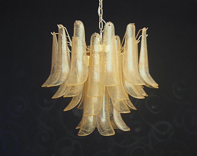 Italian vintage Murano chandelier - Mazzega - 36 GOLD glass petals