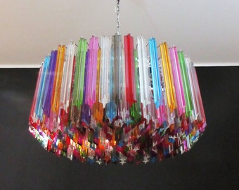 Large Triedri Murano glass Chandelier - 265 multicolored prism