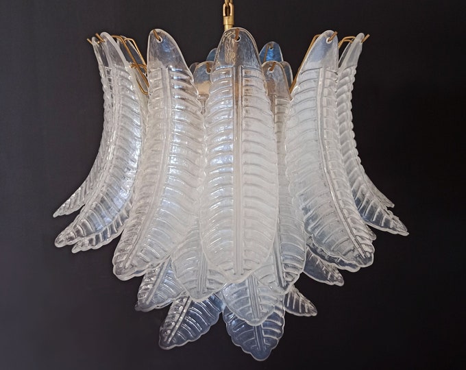 Italian Murano Six-Tier Opaline Felci Glass Chandelier, 36 Opal Glasses