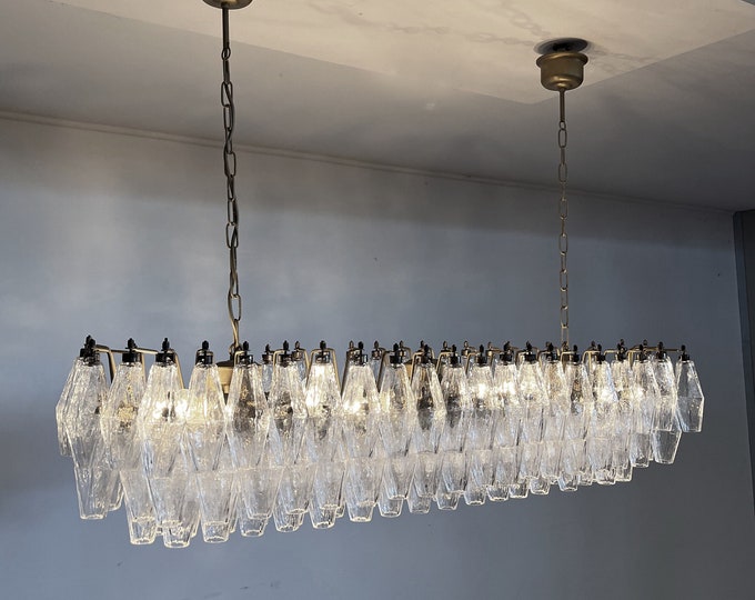 Elegant Murano Poliedri Chandelier - Carlo Scarpa - 138 transparent glasses