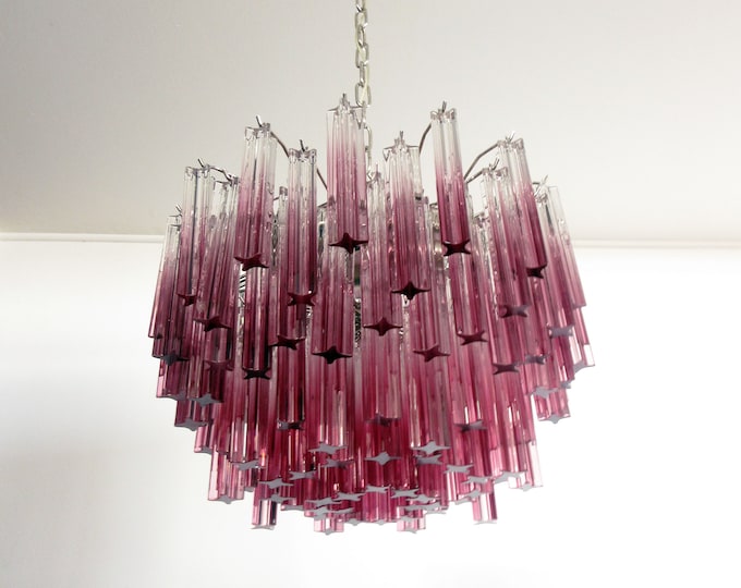 Gorgeous Murano vintage chandelier – 107 quadrihedrons amethyst shade