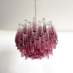 Gorgeous Murano vintage chandelier – 107 quadrihedrons amethyst shade