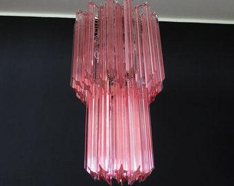 Murano quadriedri chandelier - 46 pink prism
