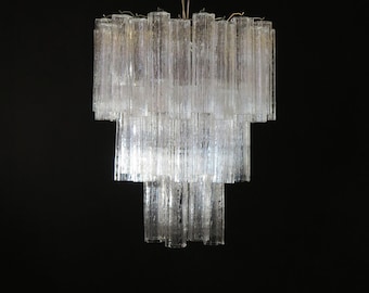 Large three-Tier Venini Murano Glass Tube Chandelier – 48 glasses