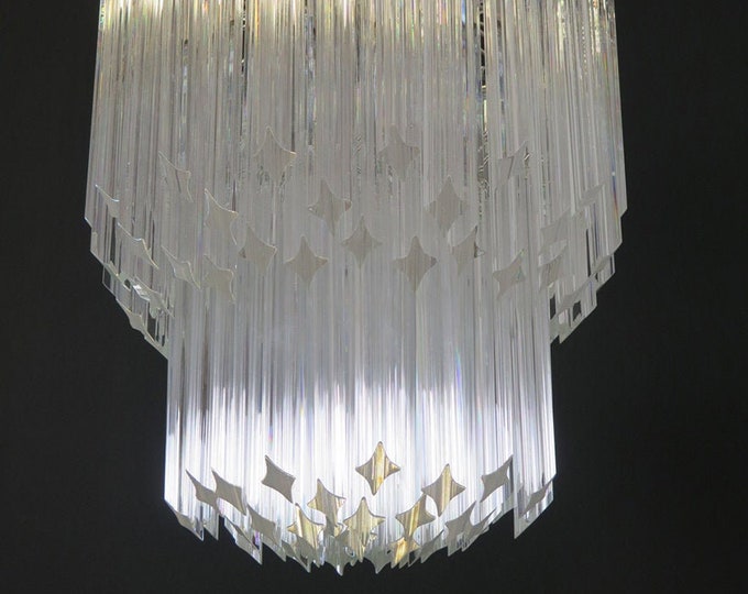 Murano big chandelier - Venini style – 107 transparent prism quadrihedrons - Elena Model