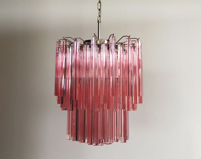 Murano chandelier 107 pink trihedrons