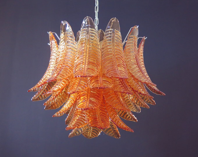 Italian Murano Six-Tier Amber Felci Glass chandelier - 36 glasses