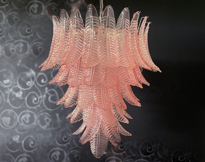 Huge Italian Murano PINK Felci Glass chandelier - 75 pink glasses