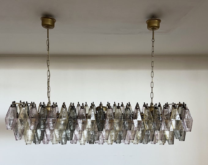 Elegant Murano Poliedri Chandelier - Carlo Scarpa - 138 multicolored glasses