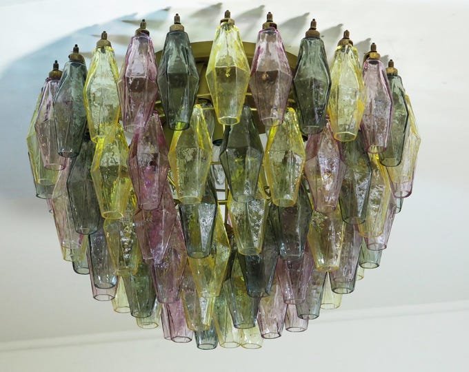 Elegant Murano Poliedri ceiling light - Multicolored glasses
