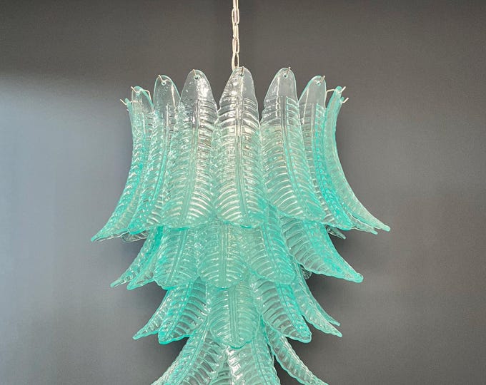 Huge Italian Murano Six-Tier TURQUOISE Felci Glass chandelier