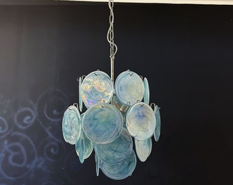 1970's Vintage Italian Murano chandelier - 24 blue disks