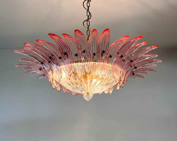 Murano Chandelier / ceiling light Original Palmette, PINK glasses