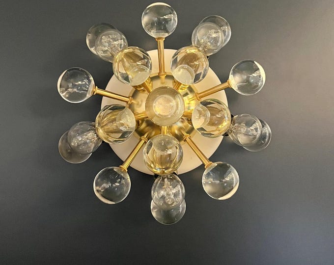 Pair of Murano brass sputnik wall sconces / ceiling lights