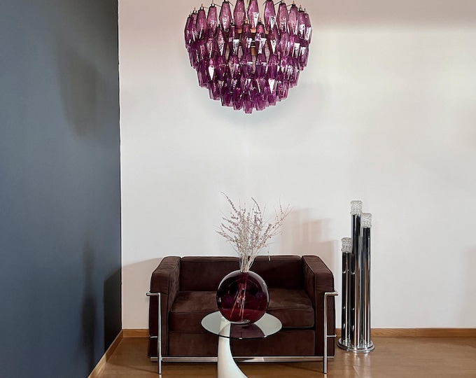 Amazing Murano glass Candelier – 111 amethyst polyhedrons