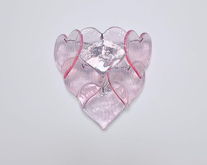 Pair of glass wall sconces - 6 pink glass hearts