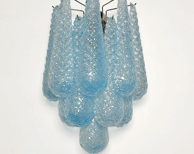 Pair of vintage blue glass petals drop wall sconce