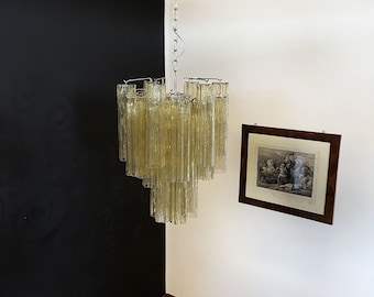 Fantastic Murano clear amber / gold Glass Tube Chandelier