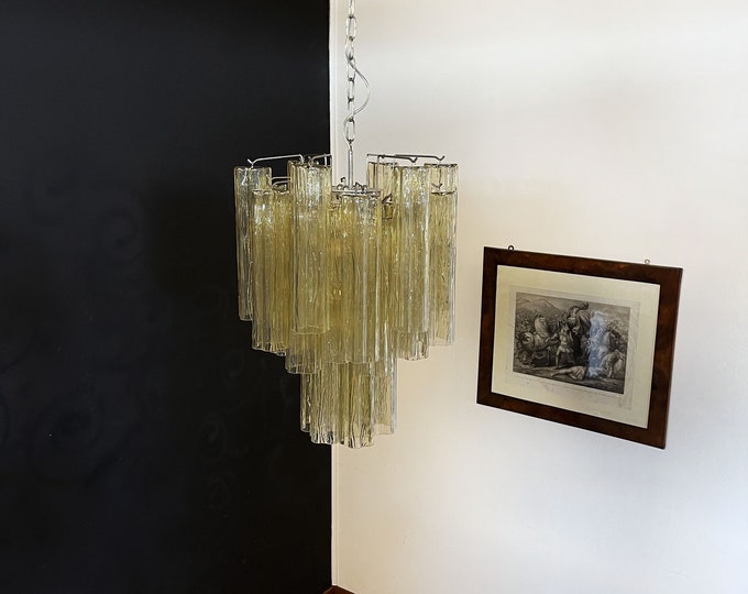 Fantastic Murano clear amber / gold Glass Tube Chandelier