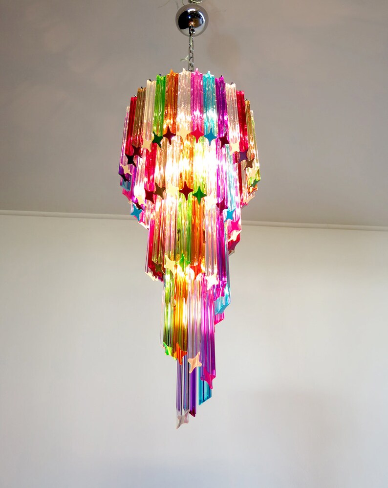 Murano multicolor chandelier 86 prism quadrihedrons Mariangela model image 2