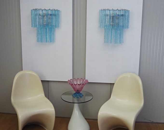 Fantastic pair of Murano Glass Tube wall sconces - 13 blue glass tubes