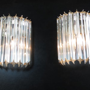 Pair of vintage Murano wall sconce – 9 transparent quadrihedrons