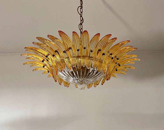 Murano Chandelier / ceiling light Original Palmette, AMBER glasses.