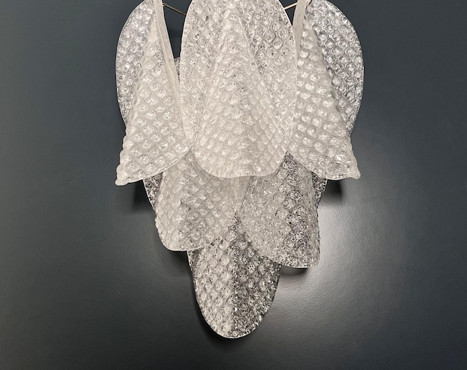 Pair of Vintage Italian Murano wall lights - 12 "rondini" clear grit glass