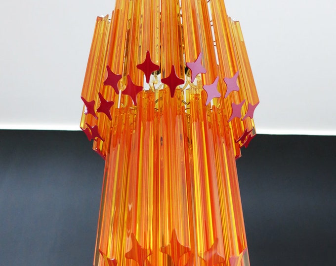 Murano chandelier 46 amber quadrihedrons prism