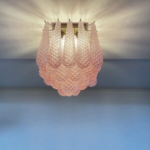 Murano ceiling lamp 32 pink glass petal drops image 1