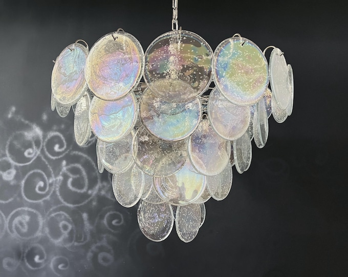 High quality Murano chandelier space age - 57 iridescent grit disks