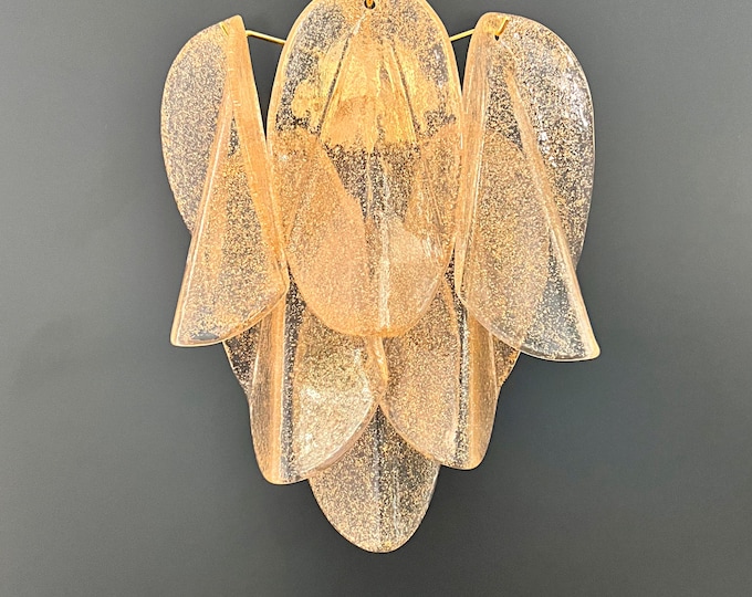 Pair of vintage Murano Rondini wall sconces – gold glass petals