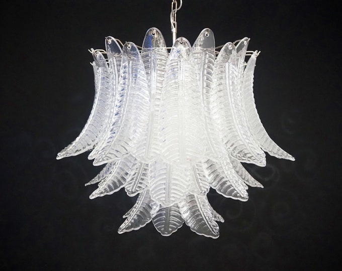 Italian Murano three-Tier 48 transparent Felci Glass chandelier