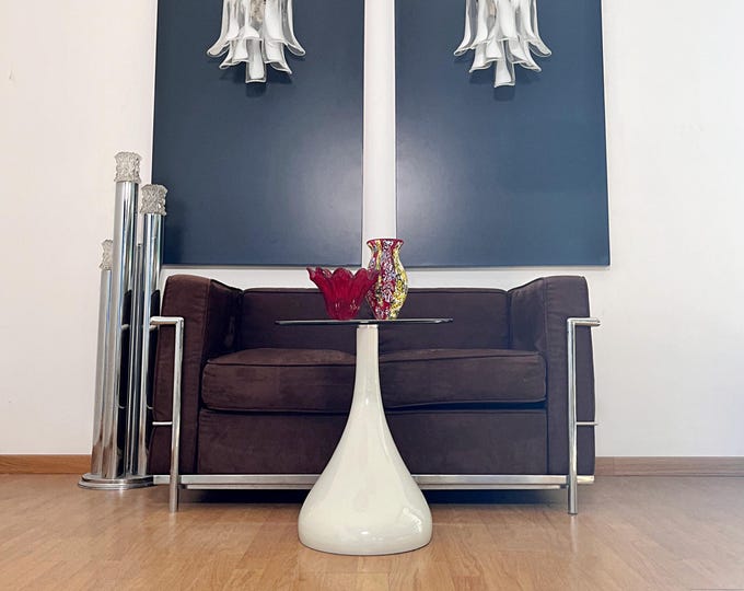 Pair of Vintage Italian Murano wall lights in the manner of Mazzega - transparent lattimo glass petals