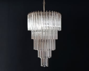 Murano glass chandelier - 111 transparent trihedrons