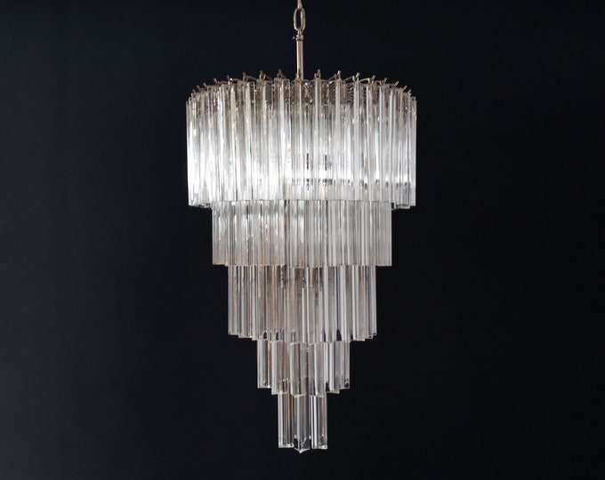 Murano glass chandelier - 111 transparent trihedrons